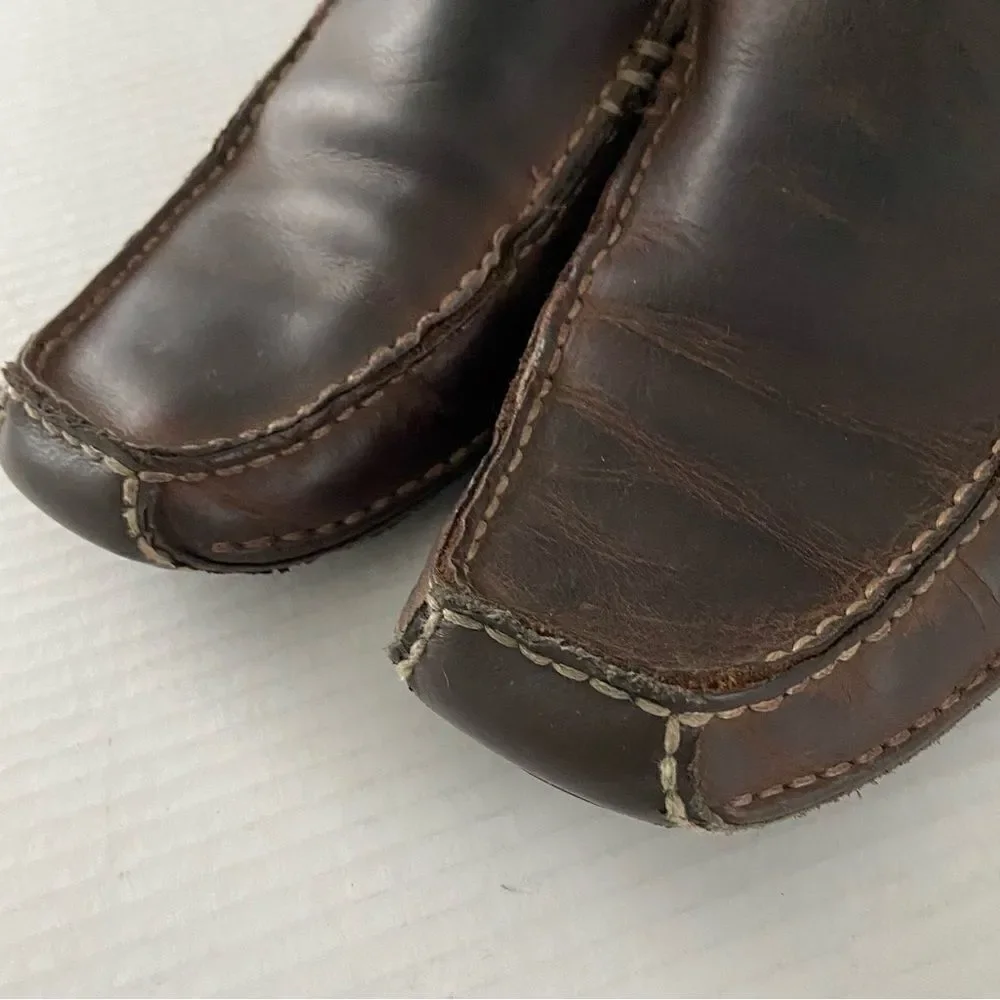 Franco Fortini Men 9.5 Max Brown‎ Distressed Leather Driver Slip-on Loafers